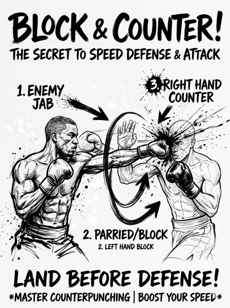 Block and counter — parry the jab, land the right hand first